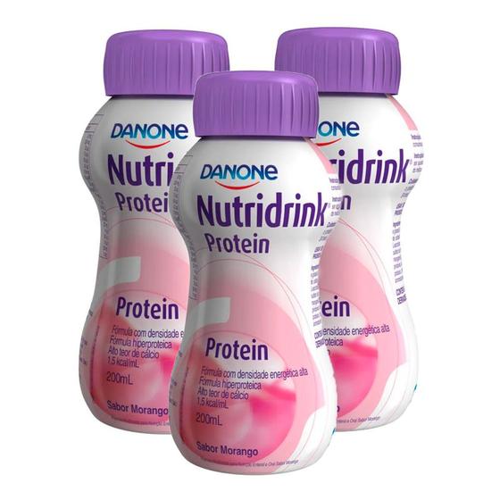 Imagem de Nutridrink Protein Morango 200ml  Kit com três unidades