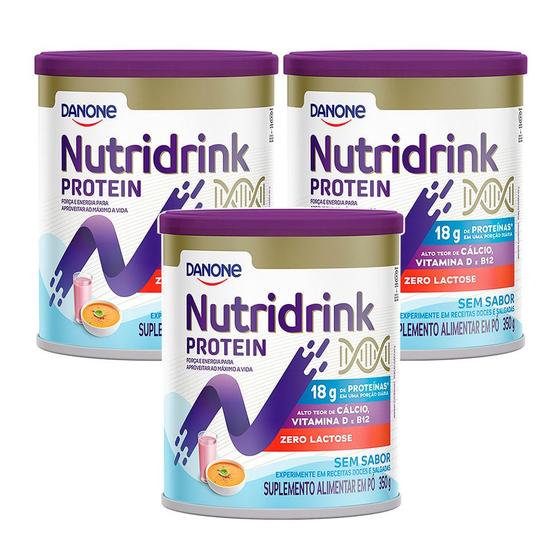 Imagem de Nutridrink Protein Sem Sabor Zero Lactose 350g  Kit com três unidades