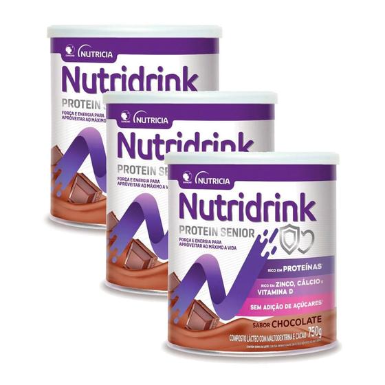 Nutridrink Protein Senior Sabor Chocolate 750g Kit com três unidades Menor preço em Nutridrink Protein Senior Sabor Chocolate 750g Kit com três unidades