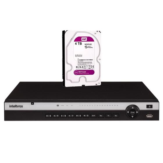 Imagem de NVD Gravador de vídeo IP Intelbras 3316 P 4K 16 Canais 16 portas PoE Ultra HD 4K + HD 4TB WD Purple