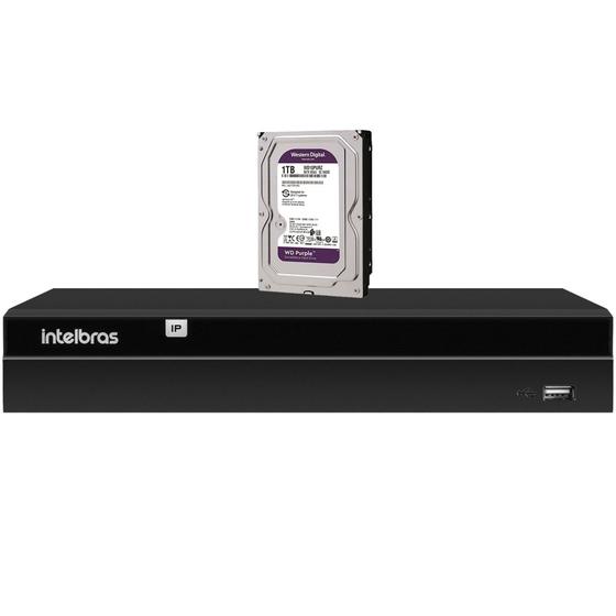 Imagem de NVR Gravador de Vídeo Intelbras, Com 4 Canais, NVD 1404-P, Com 4 Portas PoE, Até 4K, Com HD de 1TB