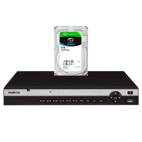 Imagem de NVR Gravador de vídeo Intelbras NVD 3316-PLUS 16 Canais Câmeras IP H265+ Onvif Perfil S Ultra HD 4K + HD 4TB SkyHawk