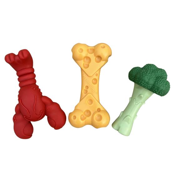 Imagem de Nylabone Power Chew - Pacote de Brinquedos para Cães com Sabores de Lagosta, Queijo e Brócolis