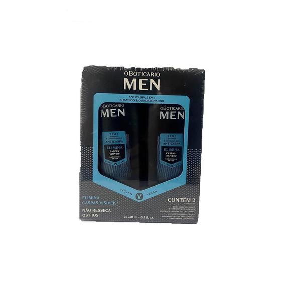 Imagem de O BOTICARIO KIT MEN 2 EM 1 SHAMPOO E COND ANTICASPA 2x250ml - OBoticário