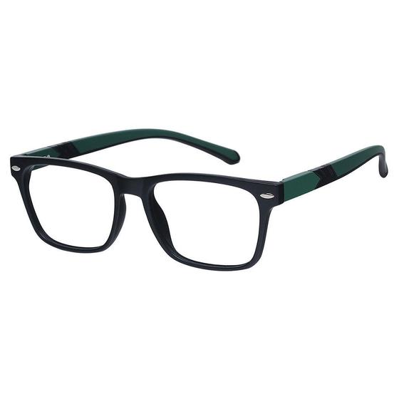 Óculos Armação Grau Masculino Quadrado Preto Verde 1277 Menor preço em Óculos Armação Grau Masculino Quadrado Preto Verde 1277