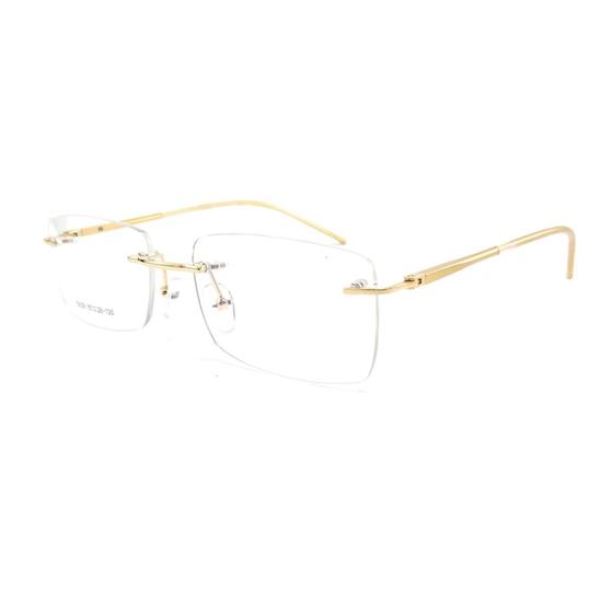 Imagem de Oculos Armação Sem Aro Confortavel Dourado Unissex Retangular C7