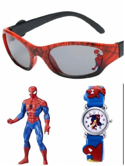 Imagem de Oculos , boneco ,relogio analogico do homem aranha , kit para seu filho se divertir