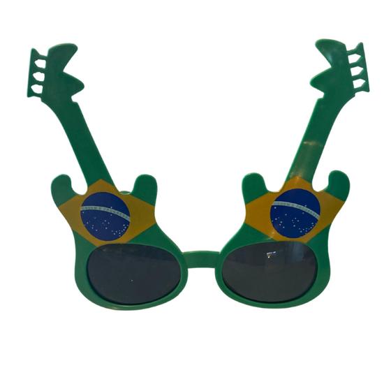 Imagem de Óculos Brasil Torcedor Copa Do Mundo Modelo Bandeira Guitarra Kit 2 unids.