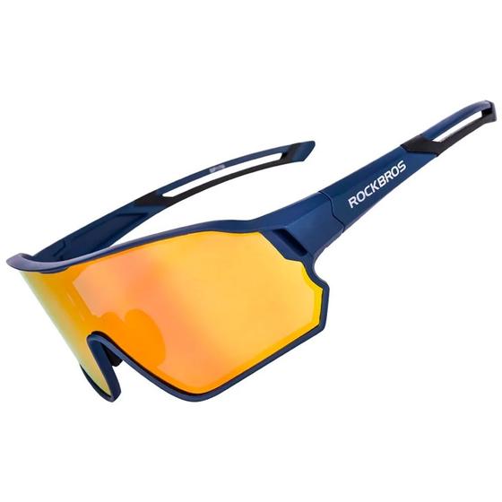 Imagem de Óculos Ciclismo Rockbros Armação Azul Lente Espelhada Color