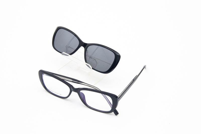 Imagem de Óculos Clip-On Feminino Oval Retro Com lente Solar Polarizada e Lente Transparente Anti luz Azul