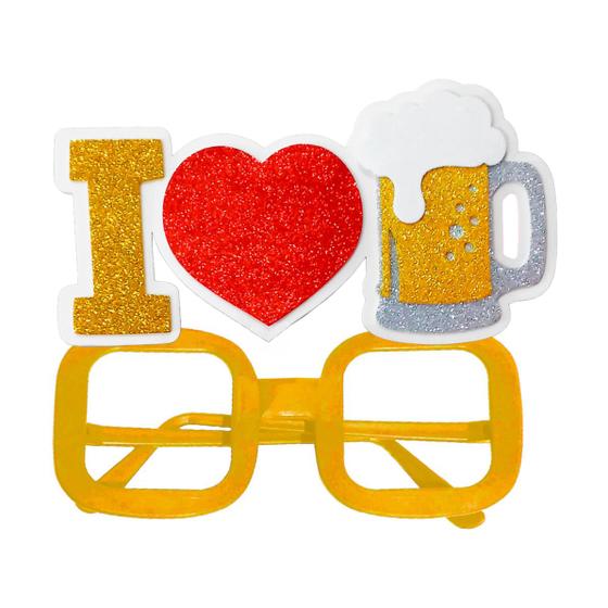 Imagem de Óculos de Carnaval Sem Lentes - Eu Amo Cerveja