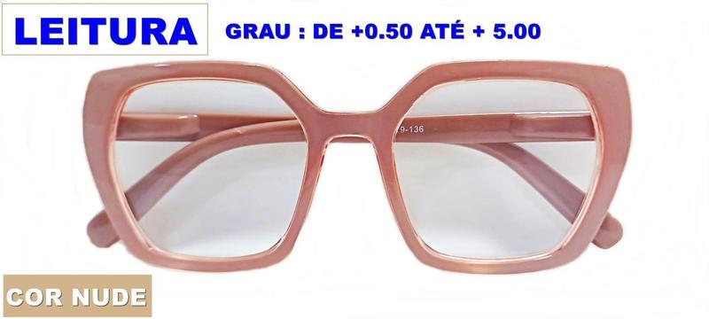 Óculos De Leitura Feminino Grande Quadrado Premium Com Grau Para Perto Descanso de +0.50 até + 5.00 Menor preço em Óculos De Leitura Feminino Grande Quadrado Premium Com Grau Para Perto Descanso de +0.50 até + 5.00