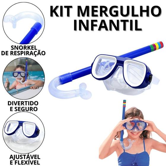 Imagem de Óculos De Natação Infantil Máscara De Mergulho Para Criança Snorkel Mergulho Snokel Praia Piscina