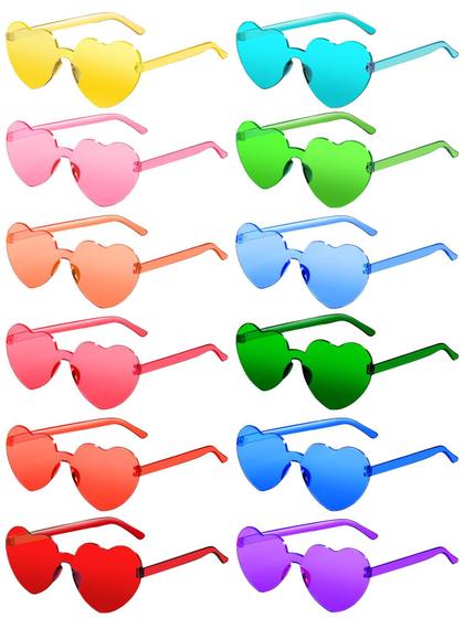 Imagem de Óculos de Sol AGGKKY em Formato de Coração - Kit com 12 Pares