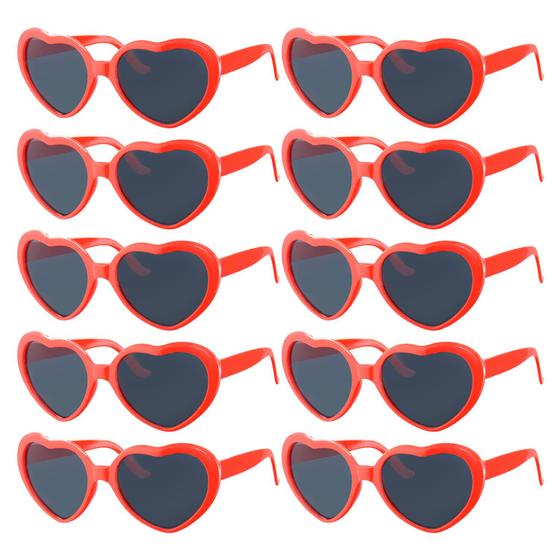 Imagem de Óculos de sol Binshang Red Heart Shape Plastic Lens (pacote com 10)