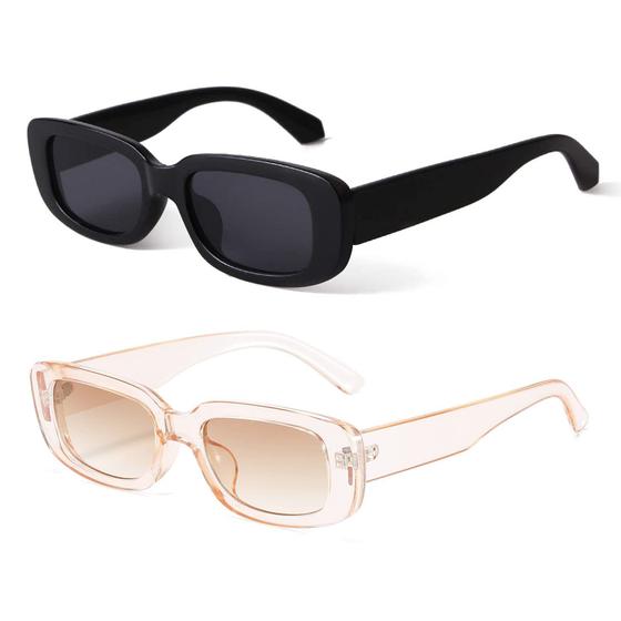 Imagem de Óculos de Sol BUTABY Retrô - Estilo Retângulo com Proteção UV400 para Mulheres