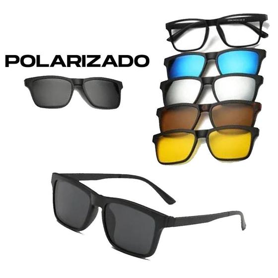 Óculos De Sol Classic Polarizado Clip On 6 Em 1 - Glasses - Óculos de ...