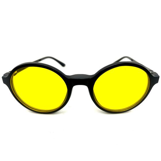 Imagem de Óculos de Sol CLIP-ON troca lentes 3 em 1. Na cor preto com lentes amarela para amplitude de visão noturna e preta POLAR