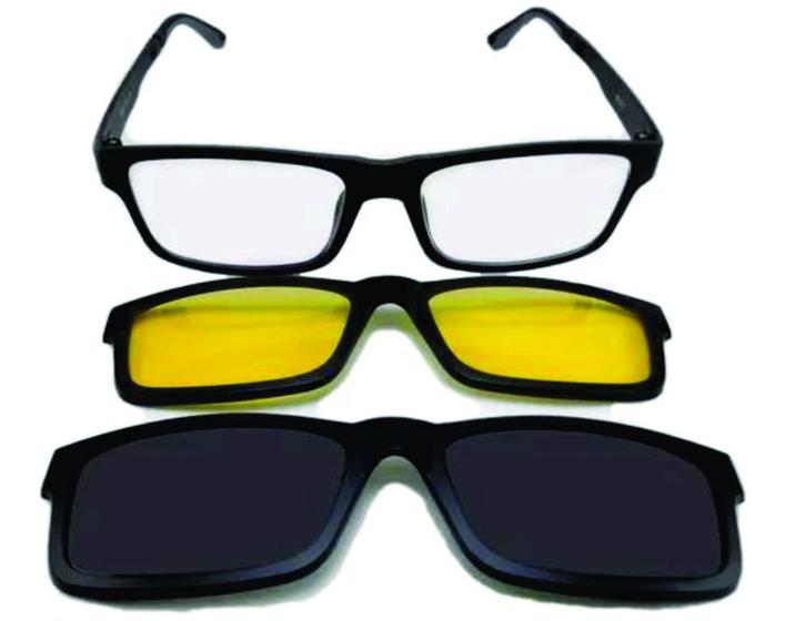 Imagem de Óculos De Sol Clipon Quadrado 3 X 1 Polarizado + Night Drive