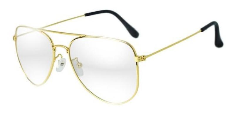Imagem de Óculos de Sol Dourado - Lente Transparente - Case de Flanela