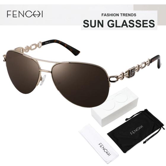 Imagem de Oculos de Sol Feminino Lente Proteção UV400 - Fenchi 6 Brown