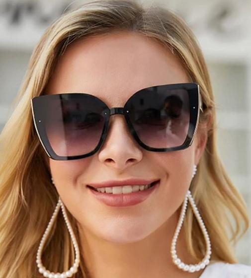 Imagem de Óculos De Sol Feminino Moda New York Degradê Original Olho de Gato - OMG