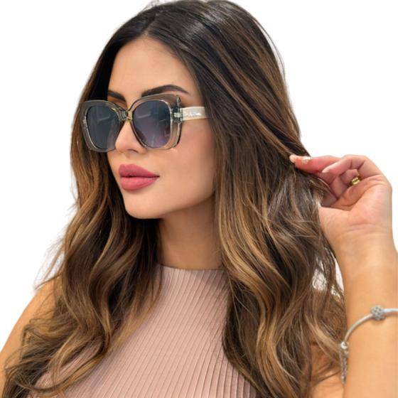 Imagem de Óculos De Sol Feminino Naty Quadrado Grande Original Proteção UV Luxo Lê Belle