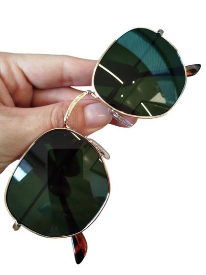 Imagem de Óculos De Sol Hexagonal Verde G15  Clássico Lentes De Cristal UV400 Moda Verão