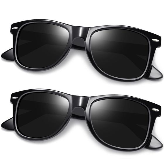 Imagem de Óculos de sol Joopin Square Polarized UV400 Shiny Black (pacote com 2)