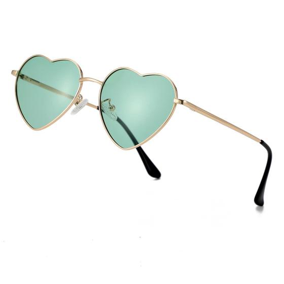 Imagem de Óculos de sol JOVAKIT Polarized Heart para mulheres dourado/verde