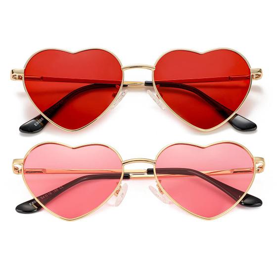 Imagem de Óculos de sol JOVAKIT Polarized Heart para mulheres dourado/vermelho + ouro/rosa