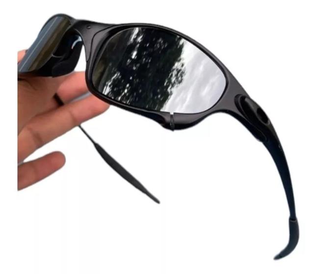 Imagem de Oculos De Sol Juliet Carbon Lente Liquid Metal Polarizadas Pinado Doublex Penny Lupa Cromado + Top