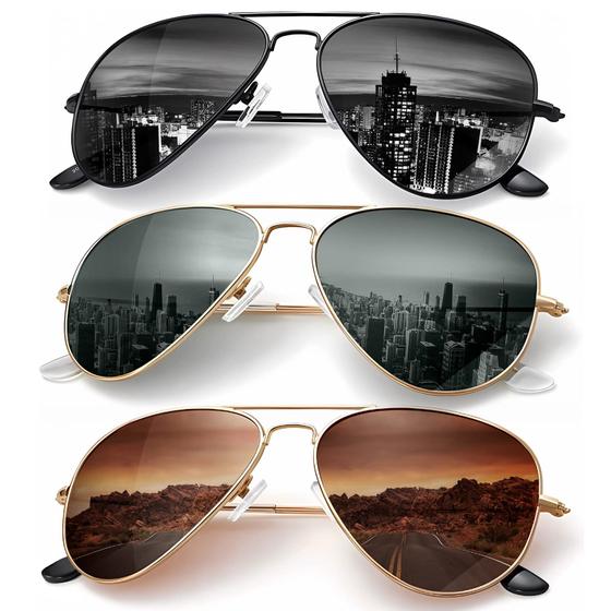 Imagem de Óculos de sol KALIYADI Classic Aviator Polarizados UV62mm (pacote com 3)