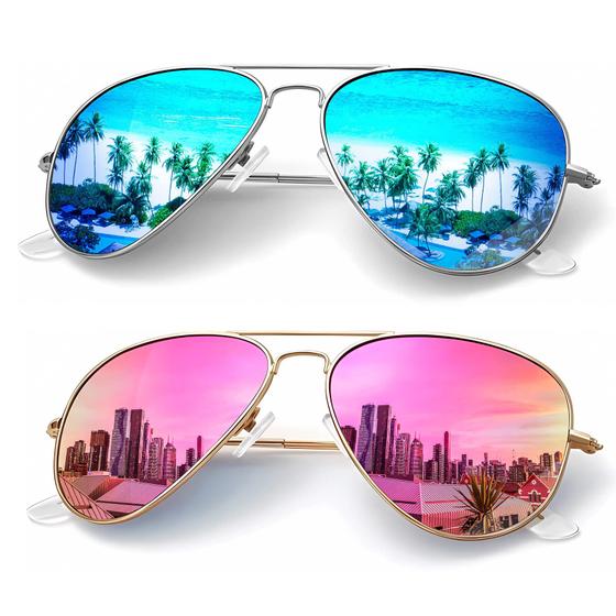 Imagem de Óculos de sol KALIYADI Classic Aviator Polarized UV400 58 mm (pacote com 2)