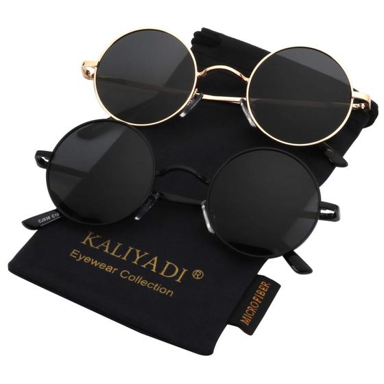 Imagem de Óculos de Sol Kaliyadi - Metal Redondo Polarizado UV400 47mm (2 Unidades)