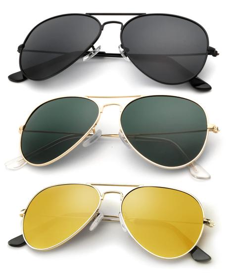 Imagem de Óculos de sol KALIYADI Polarized Aviator Metal, pacote com 3 unidades para homens e mulheres