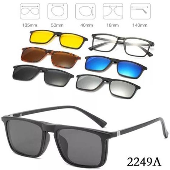 Imagem de Óculos De Sol Kit Oculos Com Armação Clip On 6 Em 1 Polariza