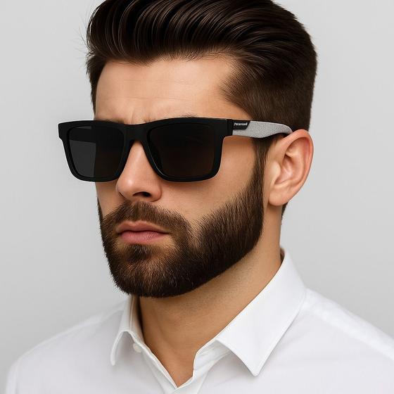 Imagem de Óculos De Sol Masculino POLARIZADO Square PRETO / BRANCO com Proteção 400 Uv - OMG