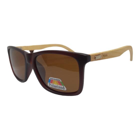 Imagem de Oculos de Sol Masculino Polarizado UV400 Haste Bambu Novo