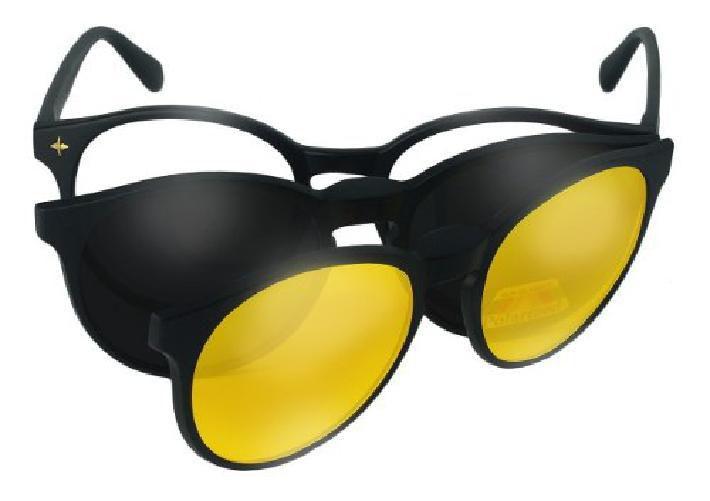 Imagem de Óculos De Sol Masculino Redondo 3 Em 1 Troca Lentes Clip On