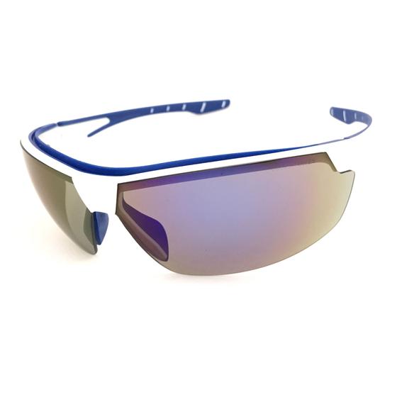 Imagem de Óculos de sol proteção esportivo steelflex neon azul espelhado corrida ciclismo motocross trilha bike skate futvoley