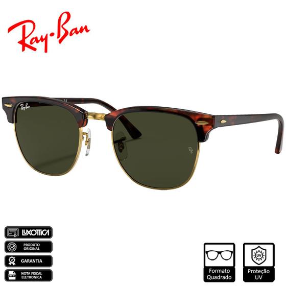 Imagem de Óculos de Sol Ray-Ban Original Clubmaster Classic Tartaruga Sobre Ouro Polido Verde Clássico G-15 - RB3016L W0366 51-21