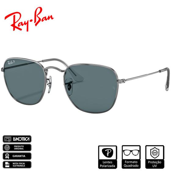 Imagem de Óculos de Sol Ray-Ban Original Frank Polido Prata Azul Classic - RB3857 9198S2 51-20