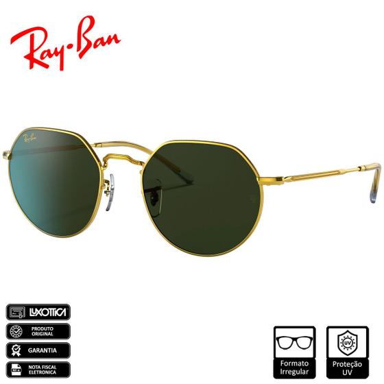 Imagem de Óculos de Sol Ray-Ban Original Jack Ouro Polido Verde Clássico G-15 - RB3565L 919631 53-20