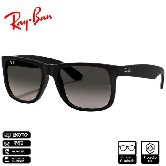 Imagem de Óculos de Sol Ray-Ban Original Justin Classic Preto Fosco Cinza Escuro Degradê - RB4165L 601/8G 57-16