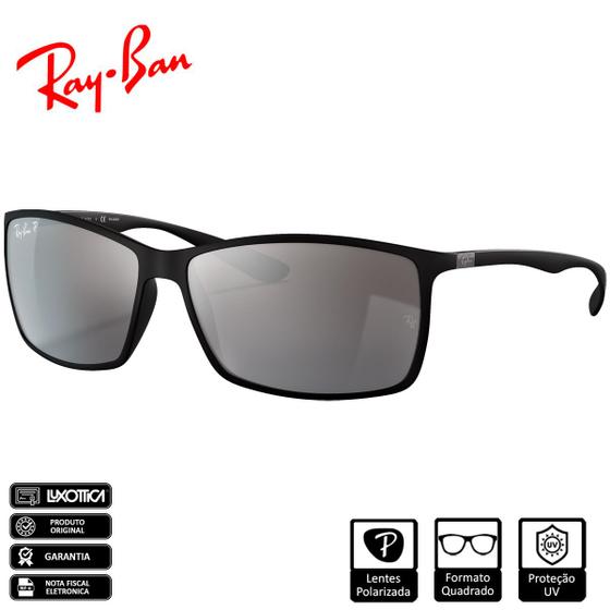 Imagem de  Óculos de Sol Ray-Ban Original Liteforce Preto Fosco Prata Espelhado Polarizado - RB4179 601S82 62-13