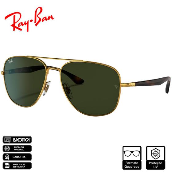 Imagem de Óculos de Sol Ray-Ban Original RB3683 Polido Ouro Verde Classic G-15  RB3683 001 31 59