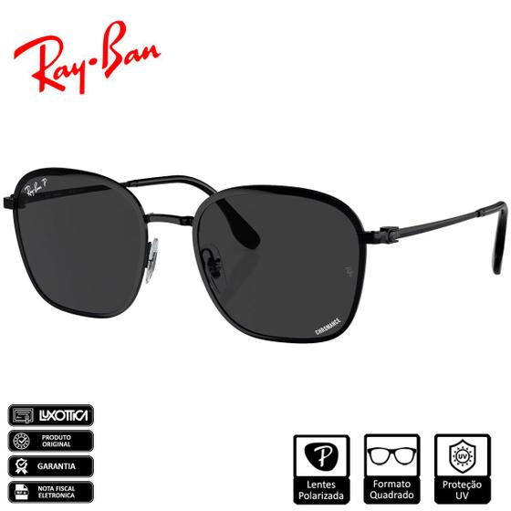 Imagem de Óculos de Sol Ray-Ban Original RB3720 Preto Polido Cinza Escuro Chromance Polarizado - RB3720 002/K8 55-20