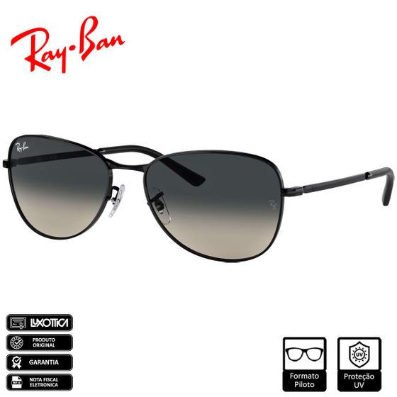 Imagem de Óculos de Sol Ray-Ban Original RB3733 Preto Polido Cinza Degradê - RB3733 002/71 59-17