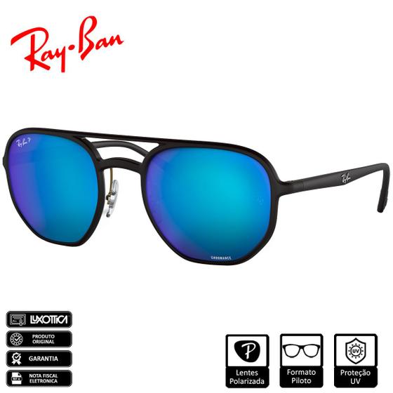 Óculos de Sol Ray-Ban Original RB4321 Chromance Preto Fosco Azul Espelhado - RB4321CH 601SA1 53-21 Menor preço em Óculos de Sol Ray-Ban Original RB4321 Chromance Preto Fosco Azul Espelhado - RB4321CH 601SA1 53-21